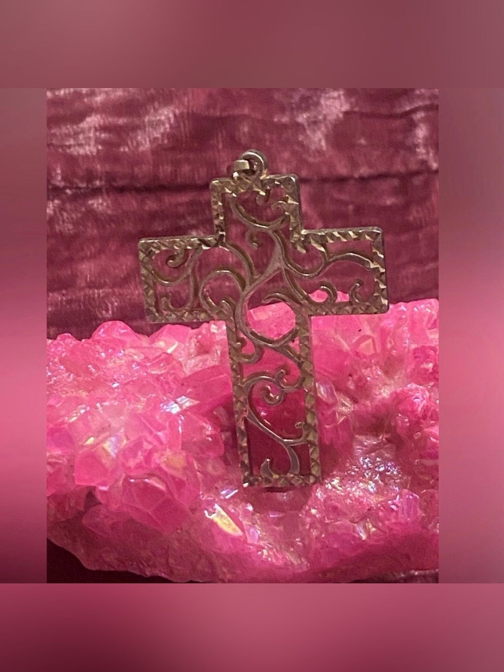 Large Sterling Silver Ornate Cross Pendant #7842 - Picture 10 of 13